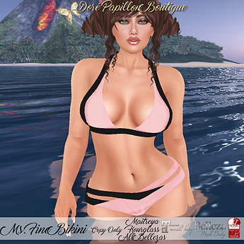 Second Life Marketplace - DPB Ms Fine Bikini - Blk & Pink * Maitreya
